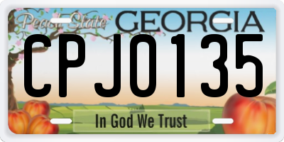 GA license plate CPJ0135