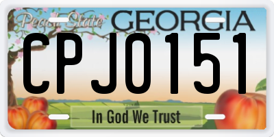 GA license plate CPJ0151