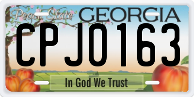 GA license plate CPJ0163