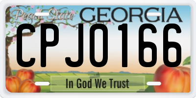 GA license plate CPJ0166