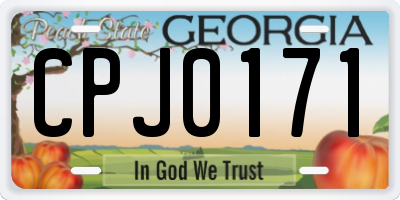 GA license plate CPJ0171