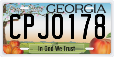 GA license plate CPJ0178