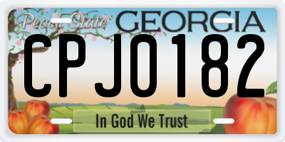 GA license plate CPJ0182