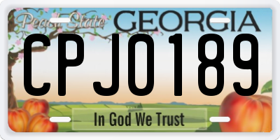 GA license plate CPJ0189