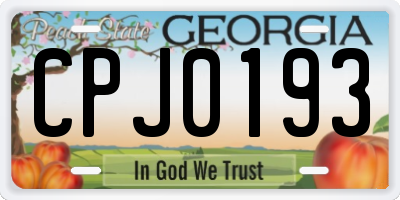 GA license plate CPJ0193