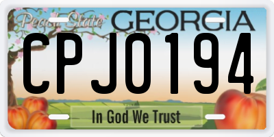 GA license plate CPJ0194