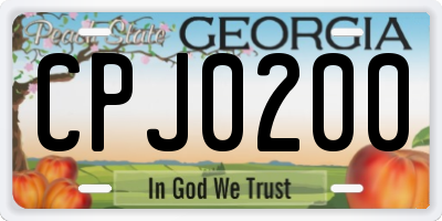 GA license plate CPJ0200