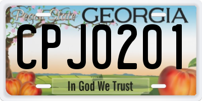 GA license plate CPJ0201