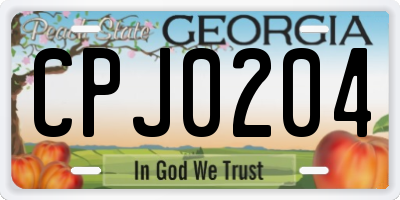 GA license plate CPJ0204