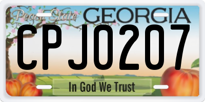 GA license plate CPJ0207