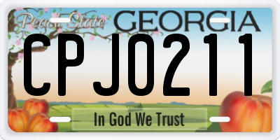 GA license plate CPJ0211