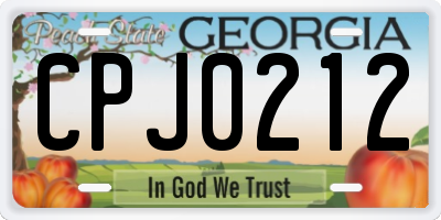 GA license plate CPJ0212