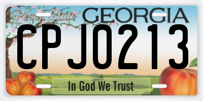 GA license plate CPJ0213