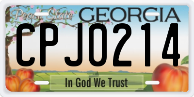 GA license plate CPJ0214