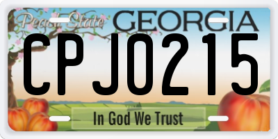 GA license plate CPJ0215
