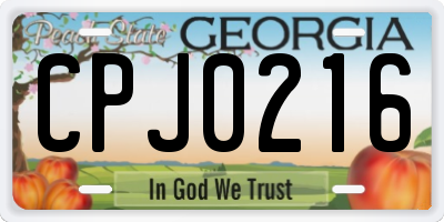 GA license plate CPJ0216
