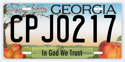GA license plate CPJ0217