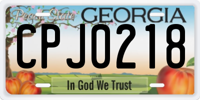 GA license plate CPJ0218