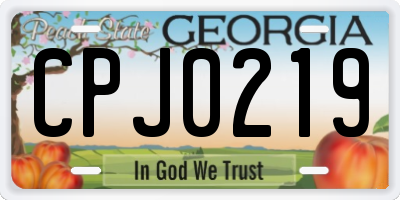 GA license plate CPJ0219