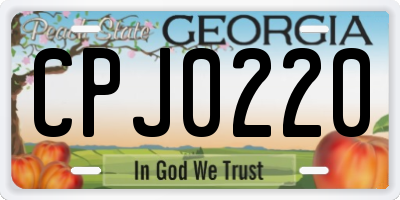 GA license plate CPJ0220