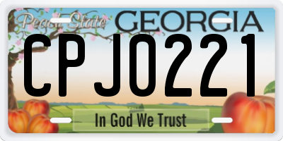 GA license plate CPJ0221