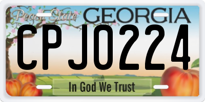 GA license plate CPJ0224