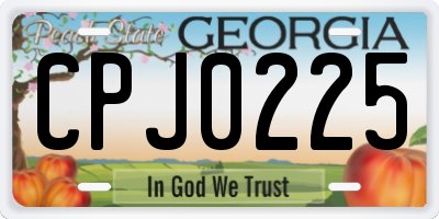 GA license plate CPJ0225