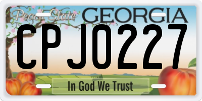 GA license plate CPJ0227