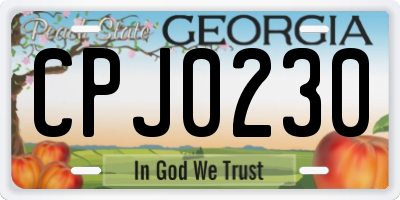 GA license plate CPJ0230