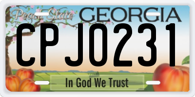 GA license plate CPJ0231