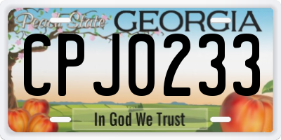 GA license plate CPJ0233