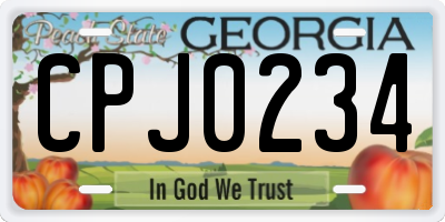 GA license plate CPJ0234