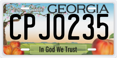 GA license plate CPJ0235