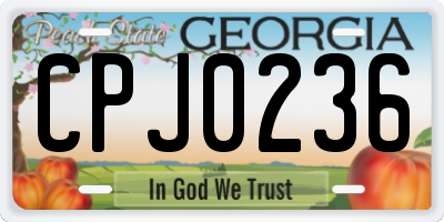 GA license plate CPJ0236