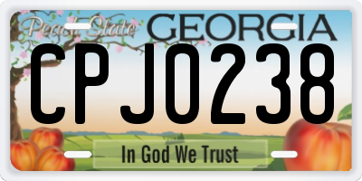 GA license plate CPJ0238