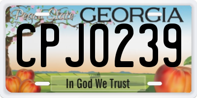 GA license plate CPJ0239