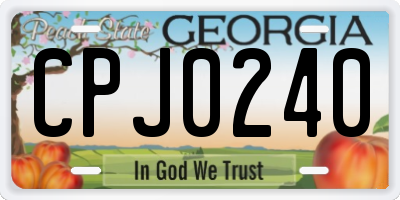GA license plate CPJ0240