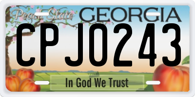 GA license plate CPJ0243