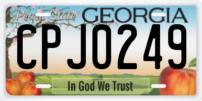 GA license plate CPJ0249