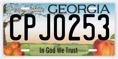 GA license plate CPJ0253