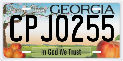 GA license plate CPJ0255