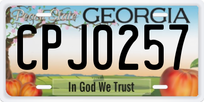 GA license plate CPJ0257