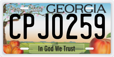 GA license plate CPJ0259
