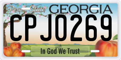 GA license plate CPJ0269