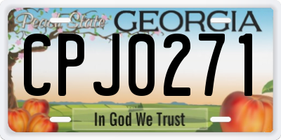 GA license plate CPJ0271