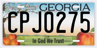 GA license plate CPJ0275