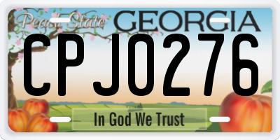 GA license plate CPJ0276