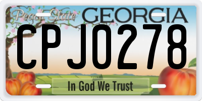 GA license plate CPJ0278