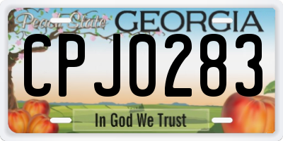 GA license plate CPJ0283
