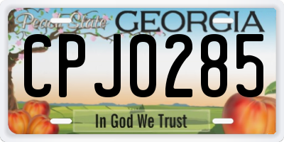 GA license plate CPJ0285